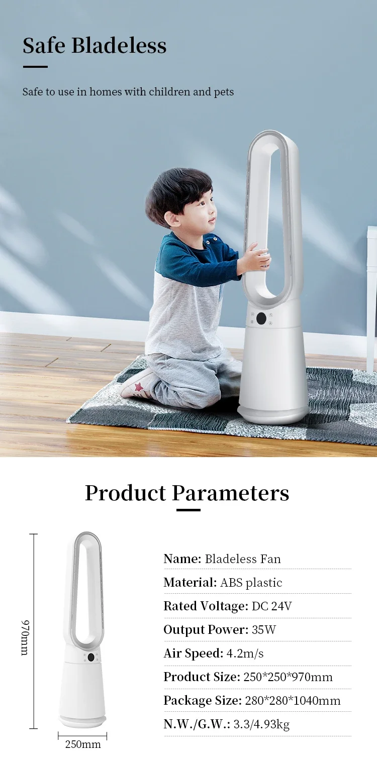 Tower Pedestal Fans, Brushless, 35W(0.05hp), Plastic - detail 32