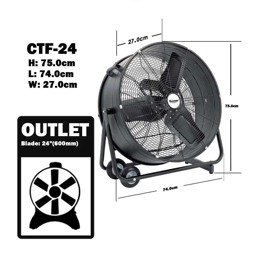 Mobile Floor Drum Fan, 30Inch, 1, Metal - detail 6