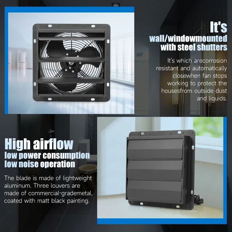 Wall-mounted Shutter Exhaust Fan, HA-250M, 220-240V, 710m³ - detail 6