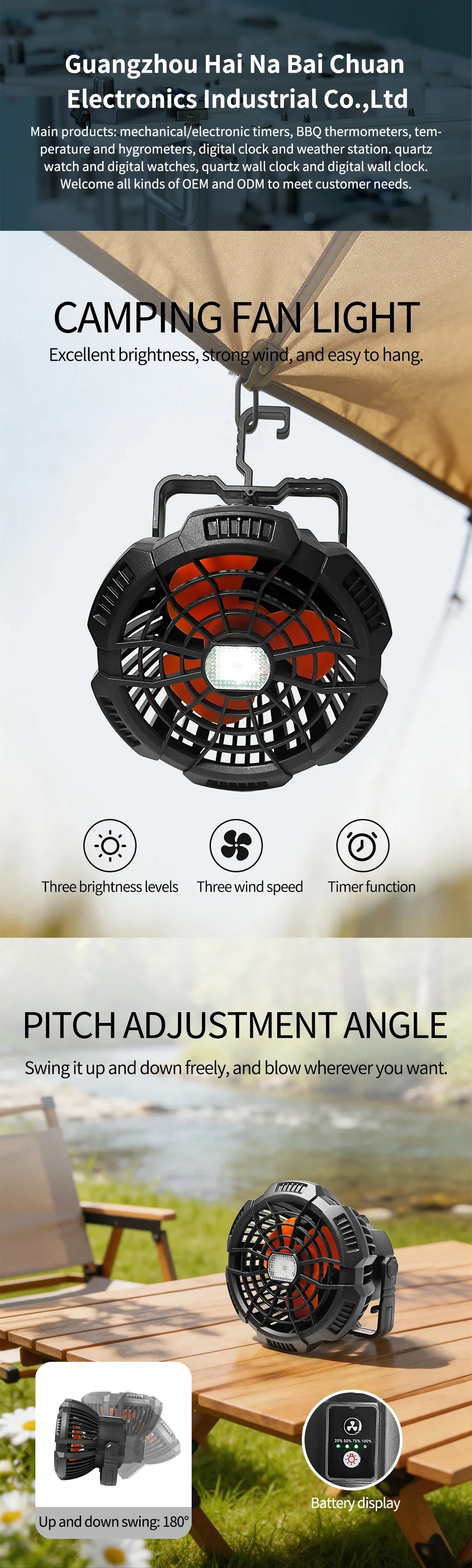 Portable Outdoor Camping Fan, 5 V, Battery - detail 2