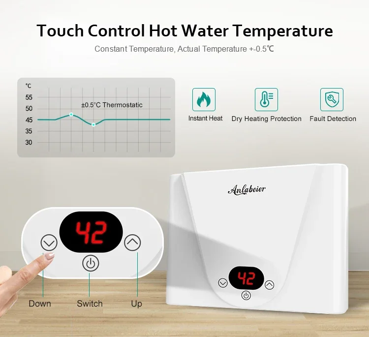 Instant Electric Heater, 3.5KW, IPx4, Waterproof, LED - detail 6