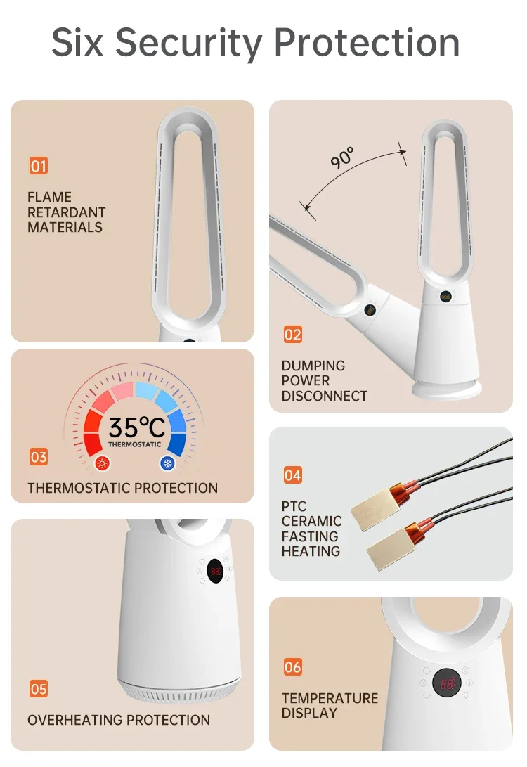 Tower Pedestal Fans, Brushless, 35W(0.05hp), Plastic - detail 38