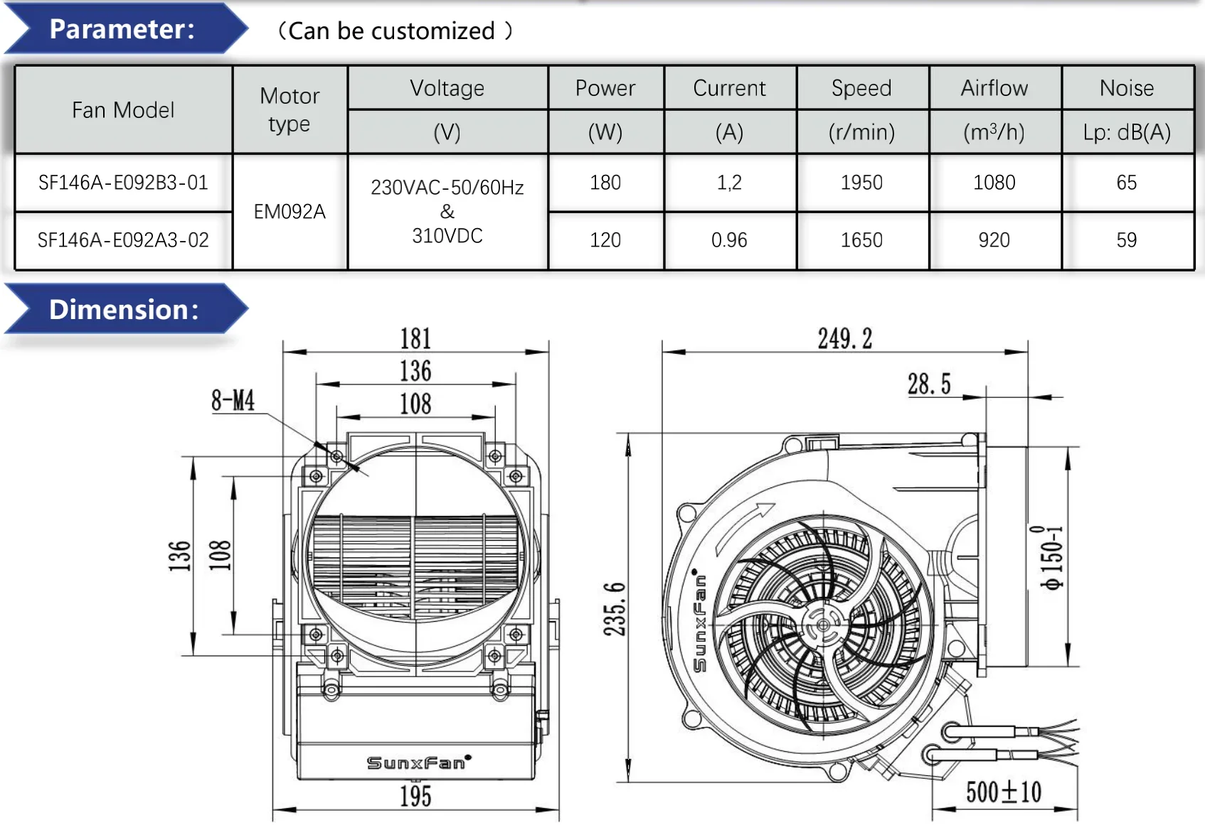 Centrifugal Fan, 146mm, Brushless, 64dB, Radial - detail 18