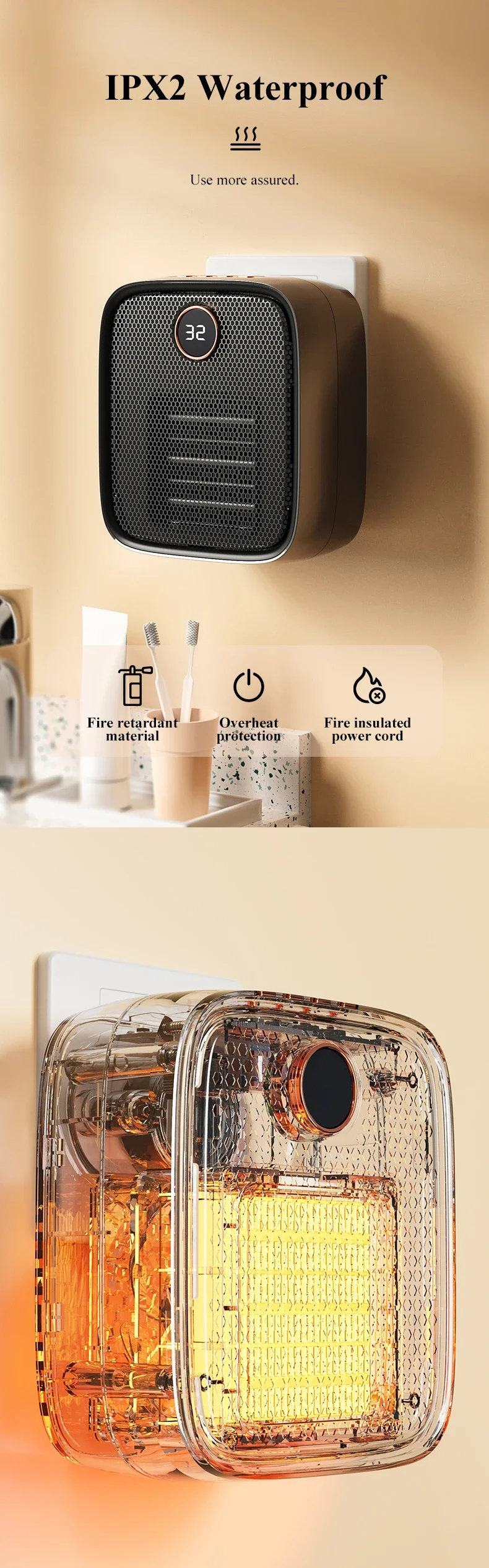 Wall Mount Infrared Heater, IMYCOO, 220V, Portable, PTC - detail 8