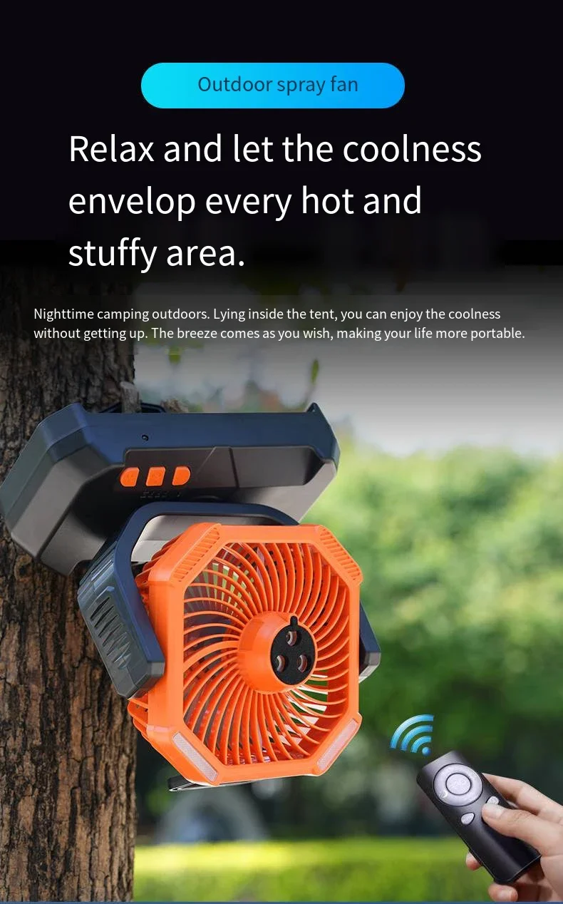 USB Rechargeable Misting Fan Air Cooler with Remote Control 3-Hole Spray Brushless Motor f - detail 24