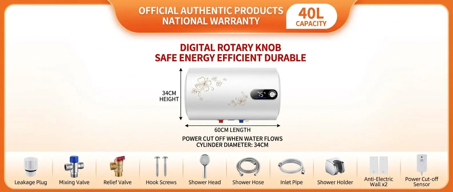 Electric Water Heater, 40L, 2000W - detail 14