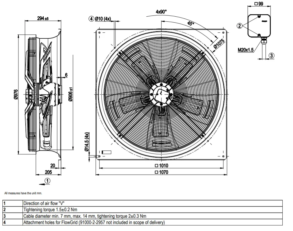 Cooling Tower, W6D910-GB01-01, 910mm, 400V, 4.62/2.6A - detail 12