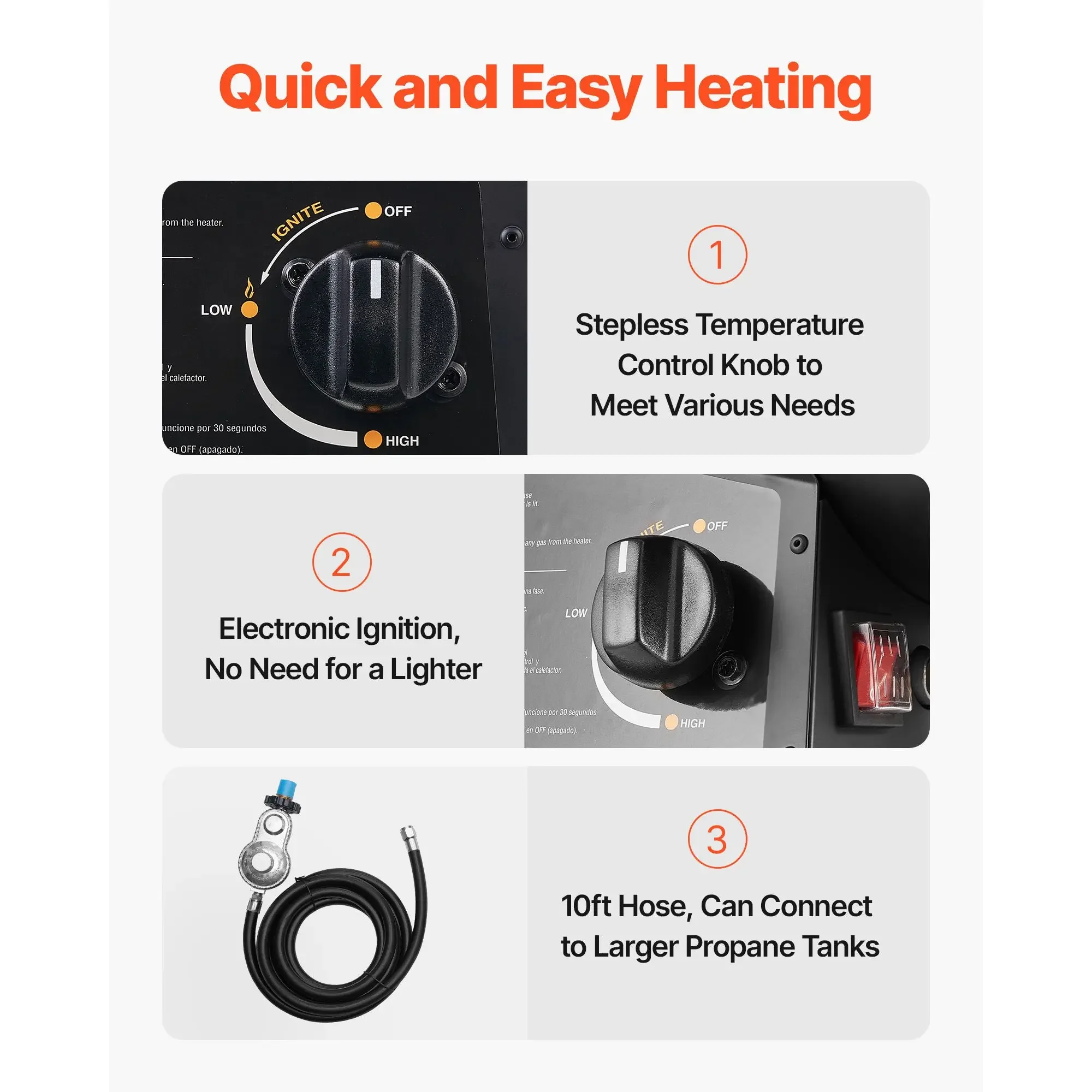 Forced Air Propane Heater, Portable, 60000BTU - detail 12