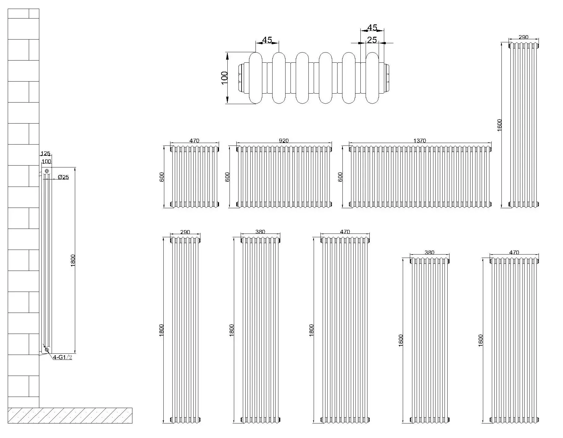Steel Column Radiator, Stainless Steel - detail 14