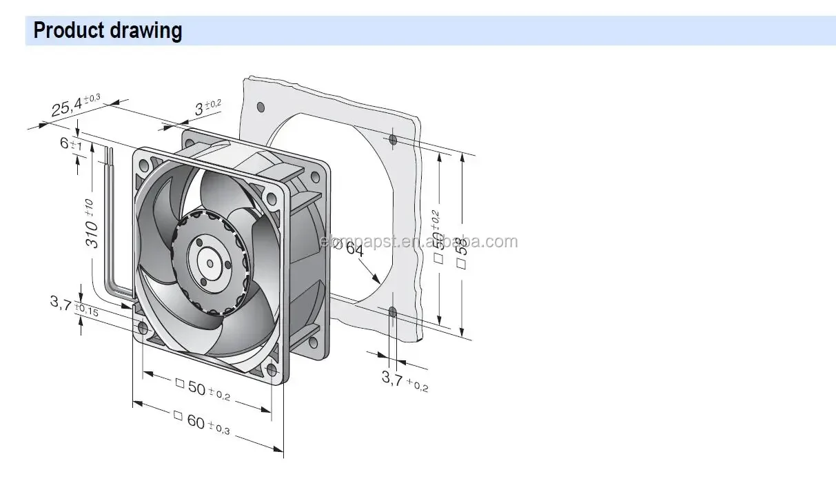 Axial Compact Fan, 624H, 24V, 1.9W, 6850RPM - detail 8