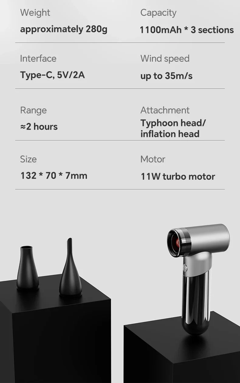 Metal Bladeless Turbo Blower, 1100mAh, Battery - detail 16