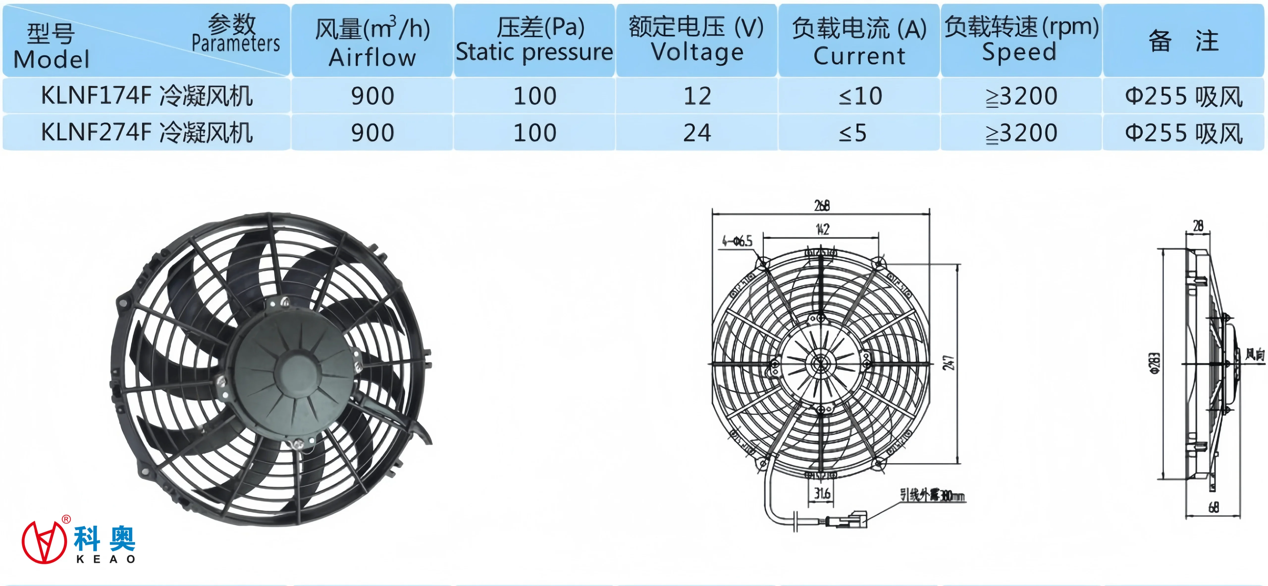 SPAL Pattern 10 inch Condenser Motor Fan, 12V/24V, Push or Pull - detail 6
