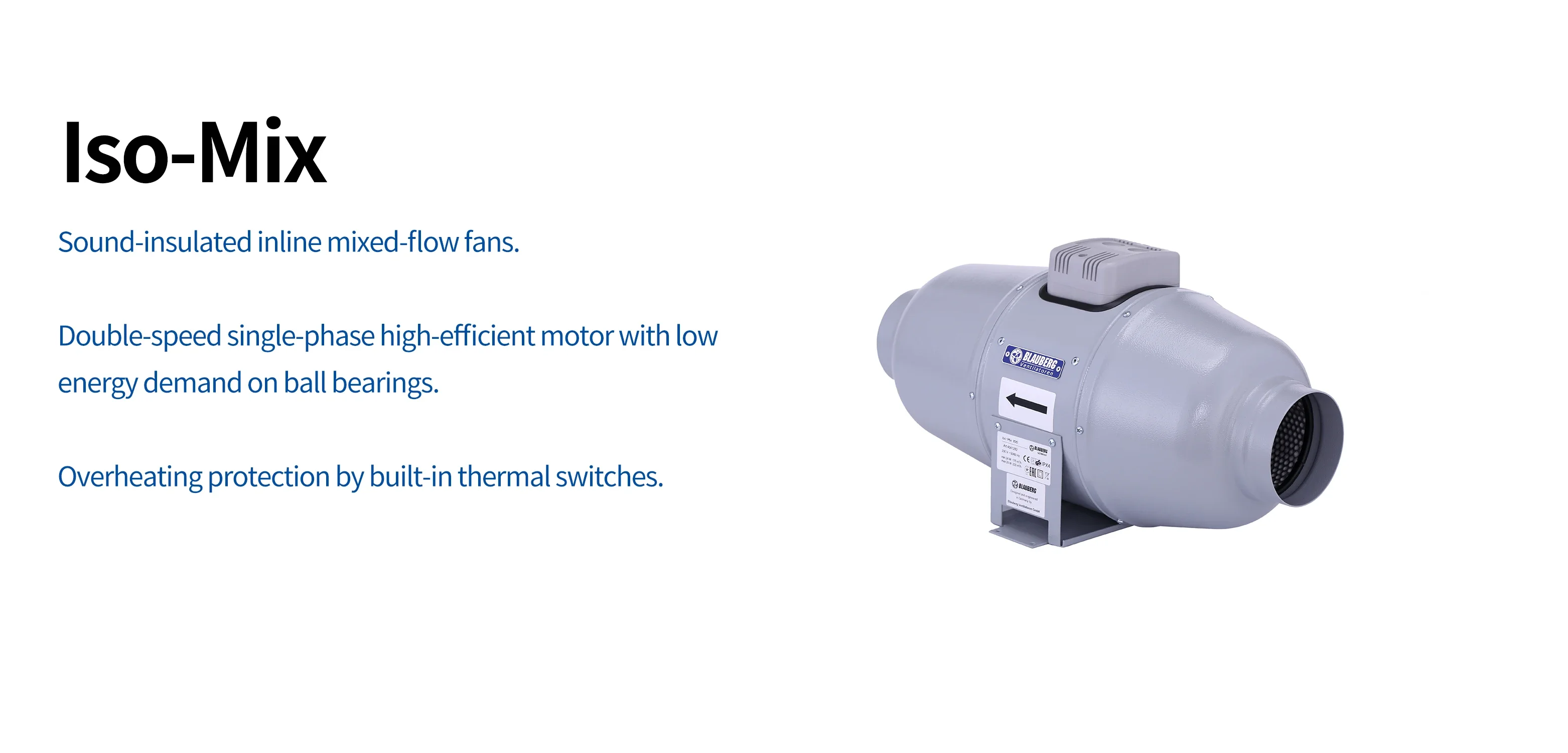 Inline Duct Fan, BLAUBERG, 100mm, Plastic, Axial - detail 2