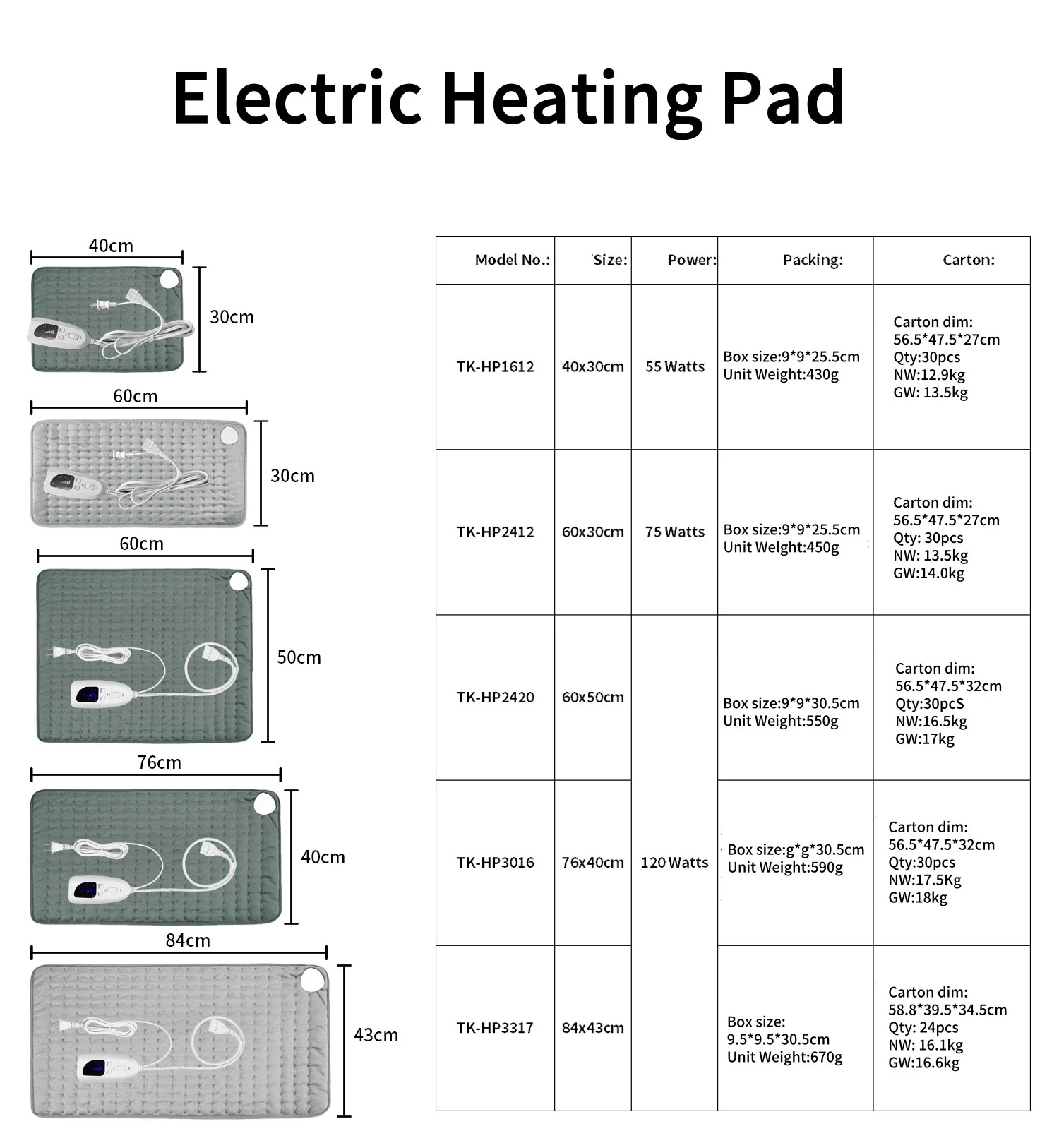 Heating Pad Heating Blanket, LED, 120W(0.16hp), Flannel Fleece - detail 14