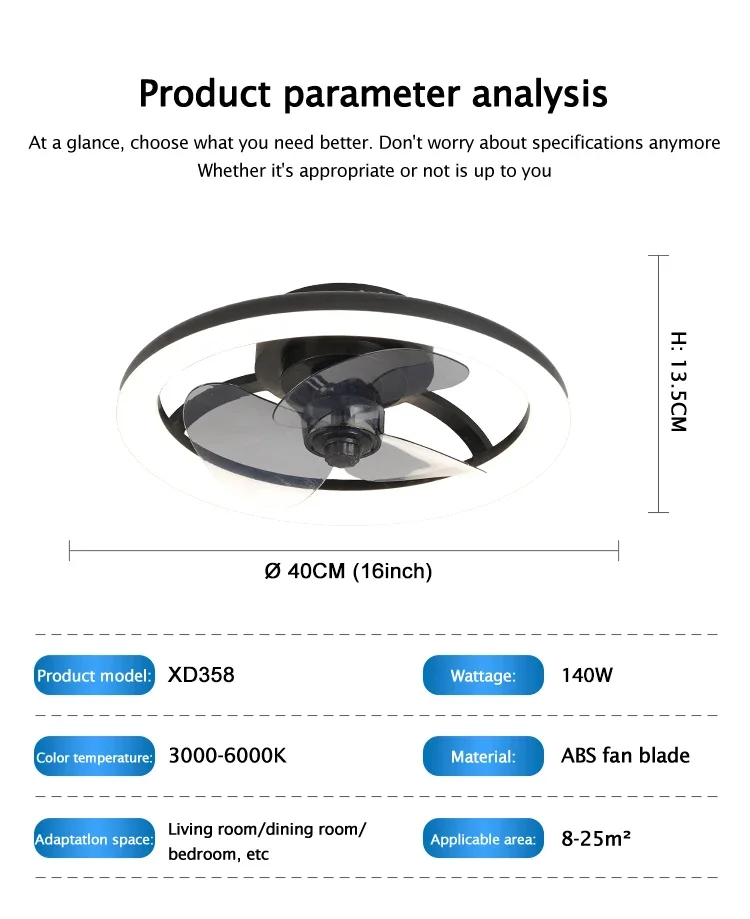 Ceiling Fans, 130W(0.17hp), Metal - detail 16