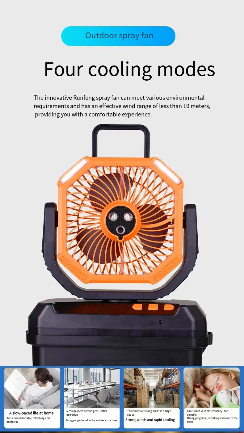 USB Rechargeable Misting Fan Air Cooler with Remote Control 3-Hole Spray Brushless Motor f - detail 14