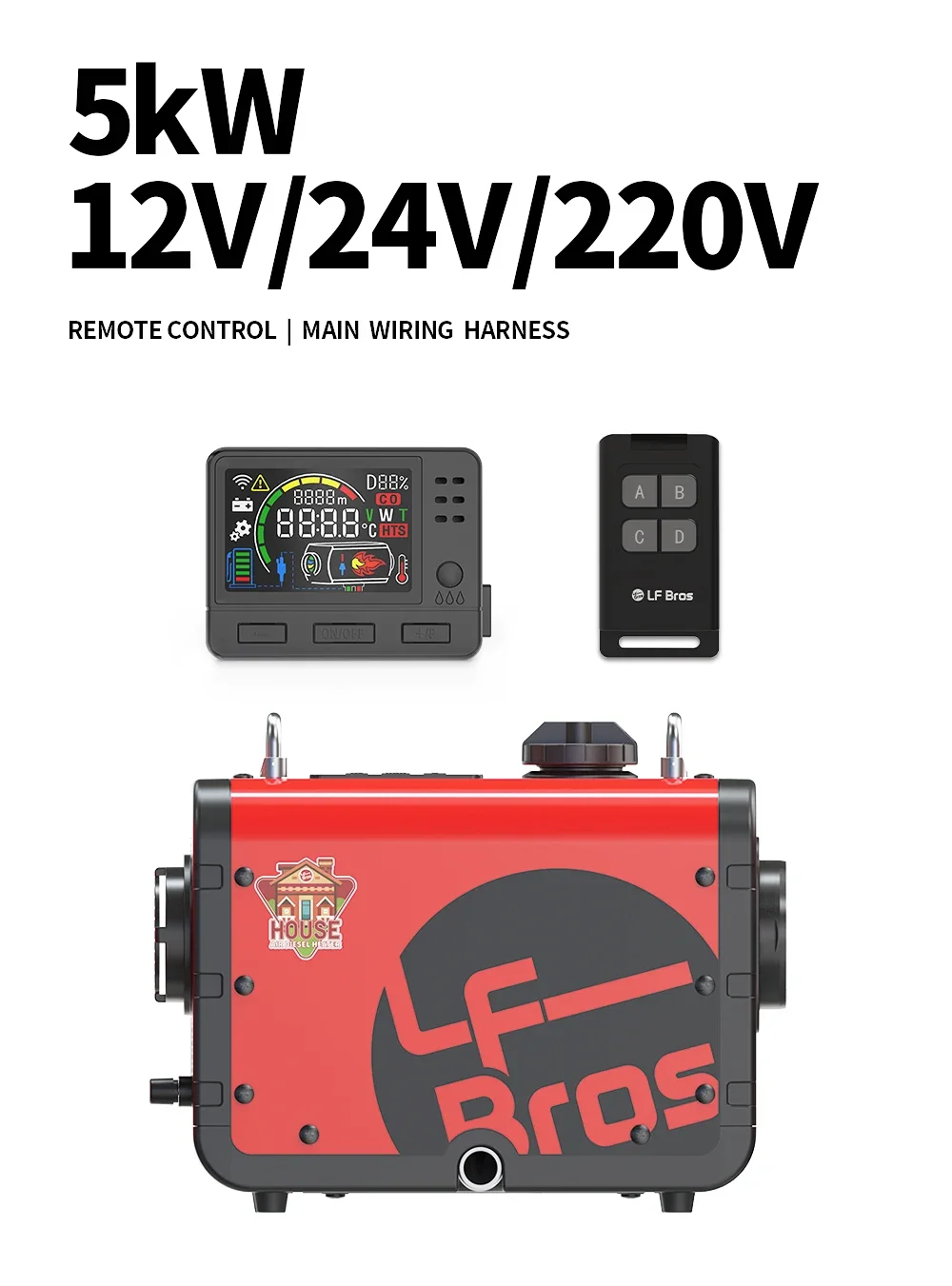 Portable Parking Diesel Heater, 5kW, 12V, 24V, 220V - detail 20