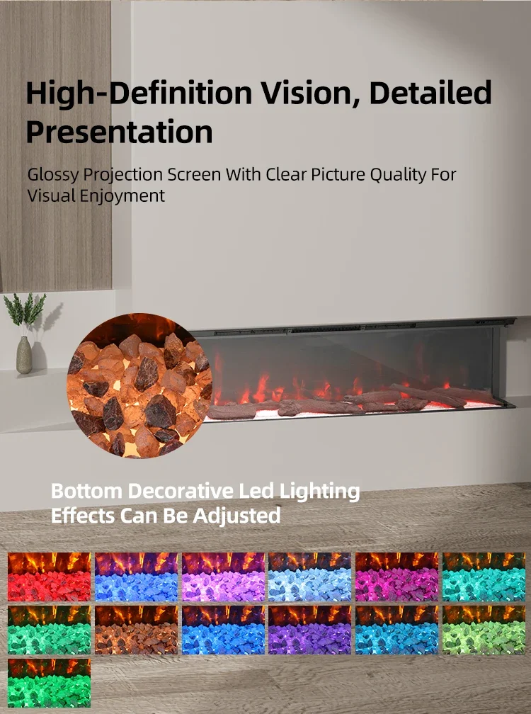 Electric Fireplace, YIKA, 900W, Log set+glass panel - detail 10