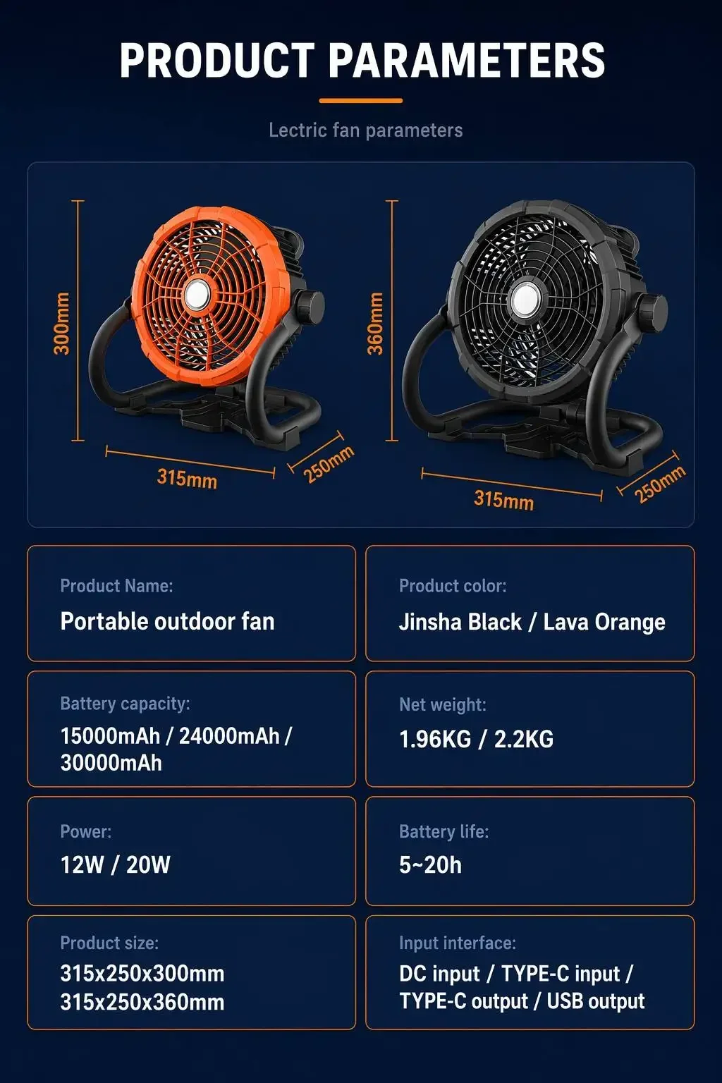Rechargeable Usb Electric Fan, 15000mah, Solar, Portable - detail 12