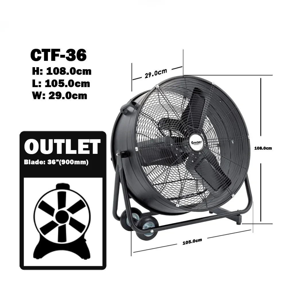 Mobile Floor Drum Fan, 30Inch, 1, Metal - detail 10