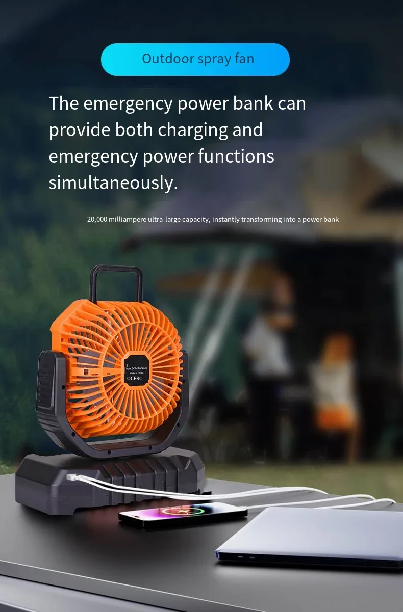 USB Rechargeable Misting Fan Air Cooler with Remote Control 3-Hole Spray Brushless Motor f - detail 20