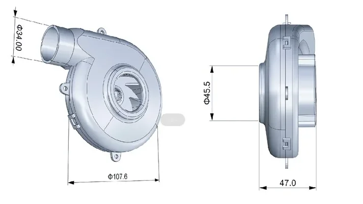 Centrifugal Blower, 12V/24V, 135mm, Plastic, Copper - detail 6