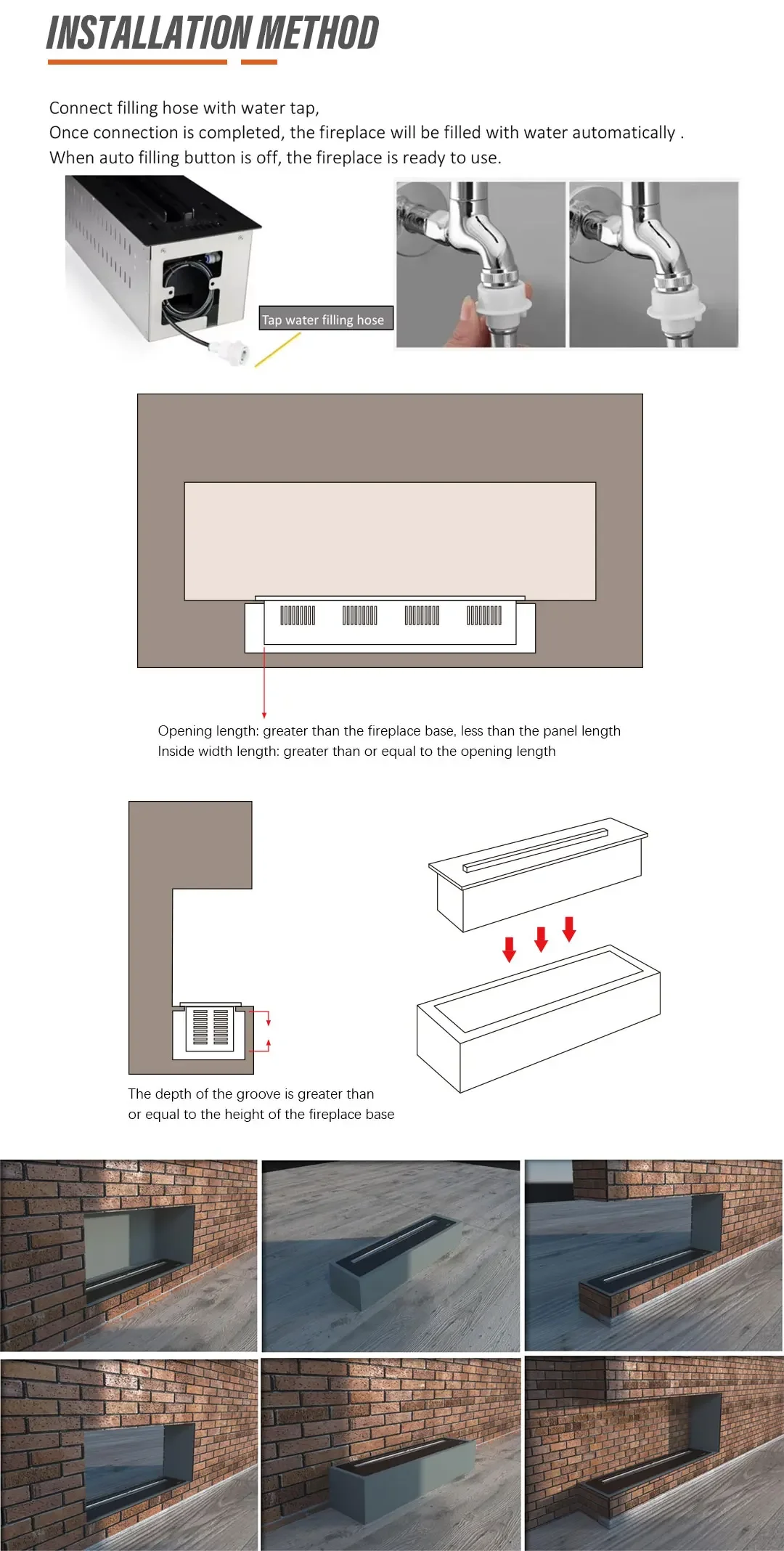 Electric Fireplace, 3D, 1000W, Metal - detail 16