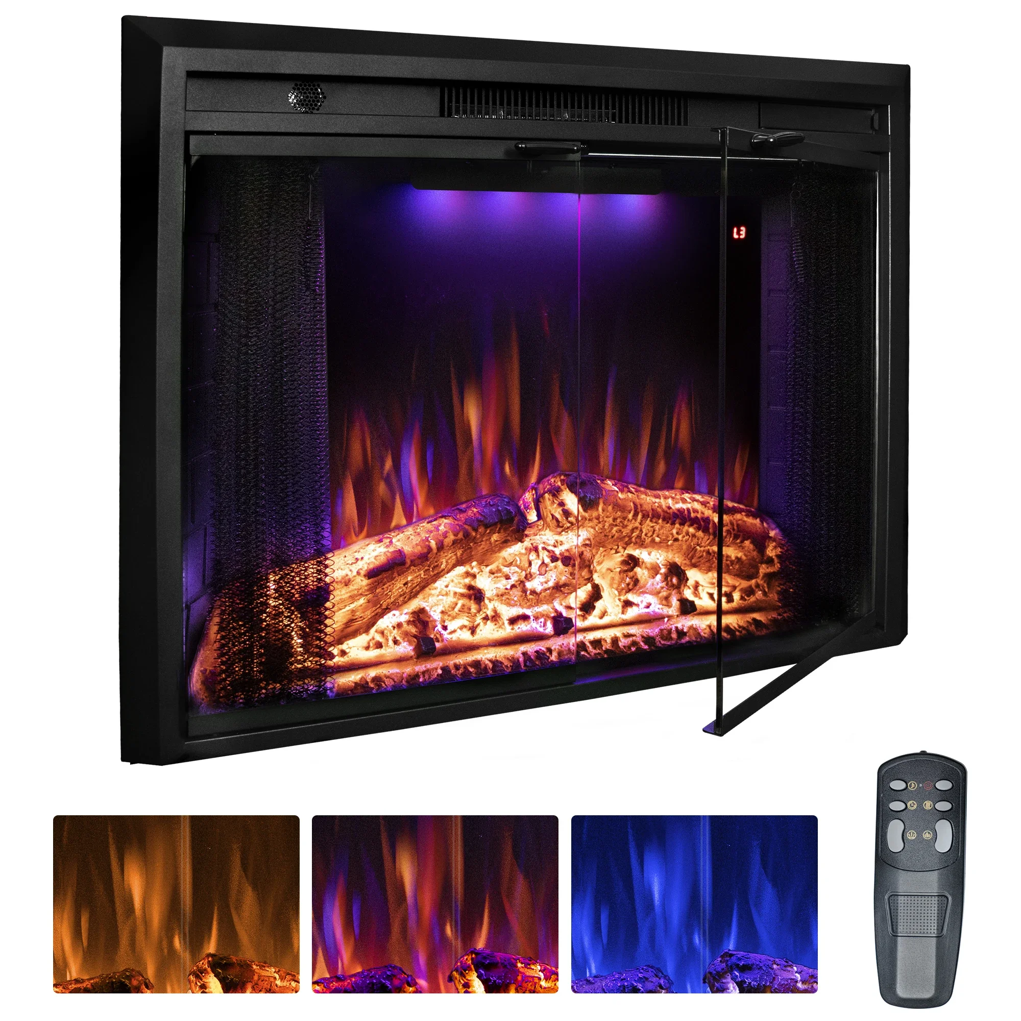 Electric Fireplace, 30-Inch, 750W, Metal+glass - detail 6