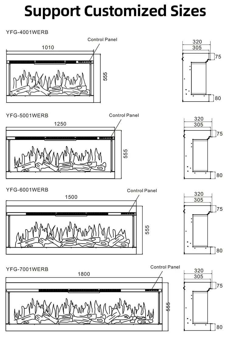 Electric Fireplace, 70-Inch, 3-Sided - detail 24
