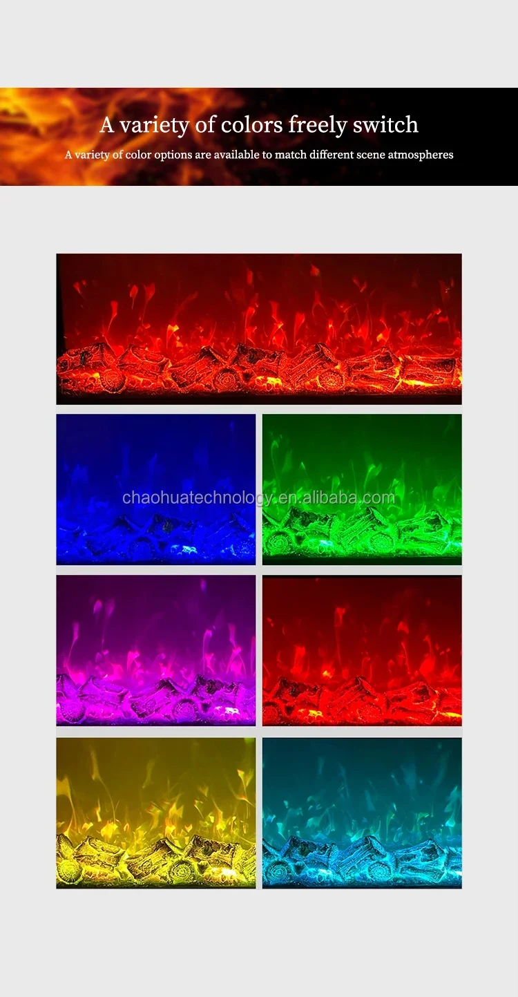 Electric Fireplace, LED, 500-1500W, Glass - detail 10