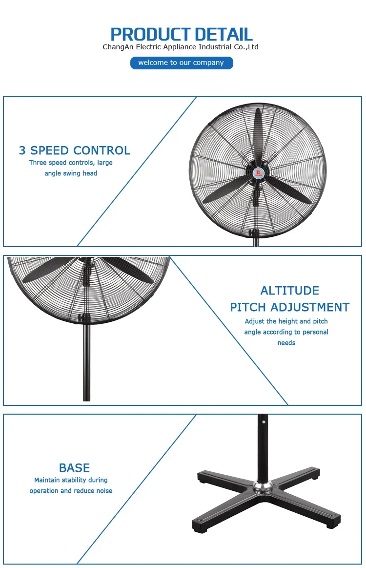 Electric Household Industrial Fan, 240V, Aluminium - detail 8