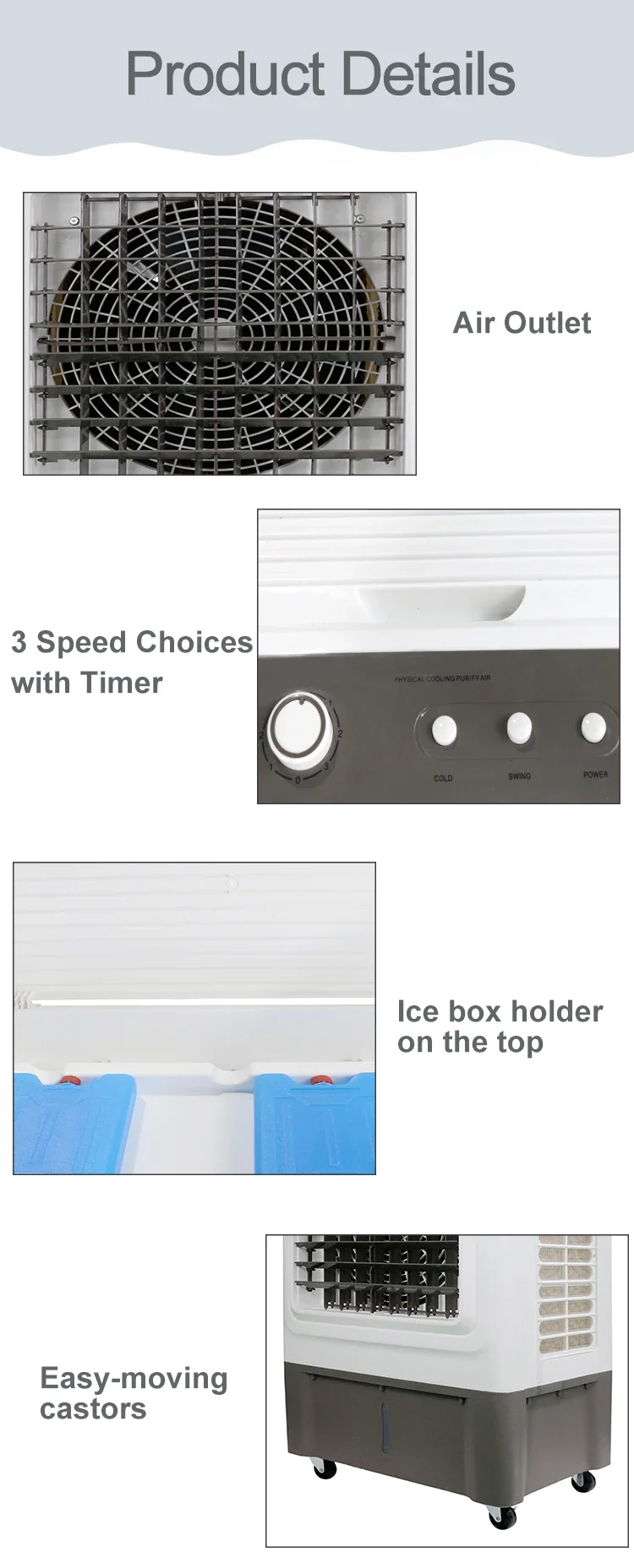 Evaporative Air Cooler, 50L, Portable - detail 6