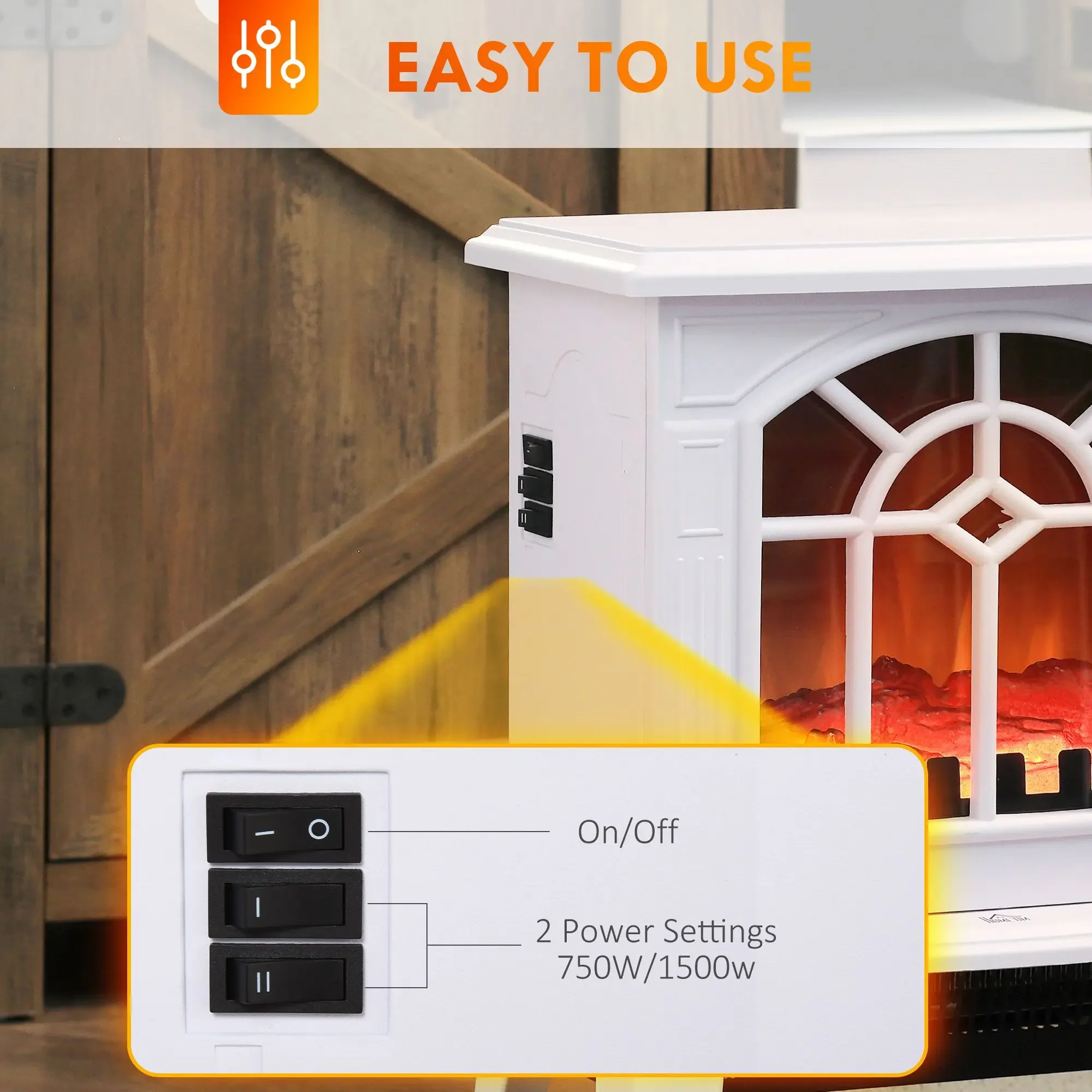 Electric Fireplace, 750W/1500W, LED - detail 10
