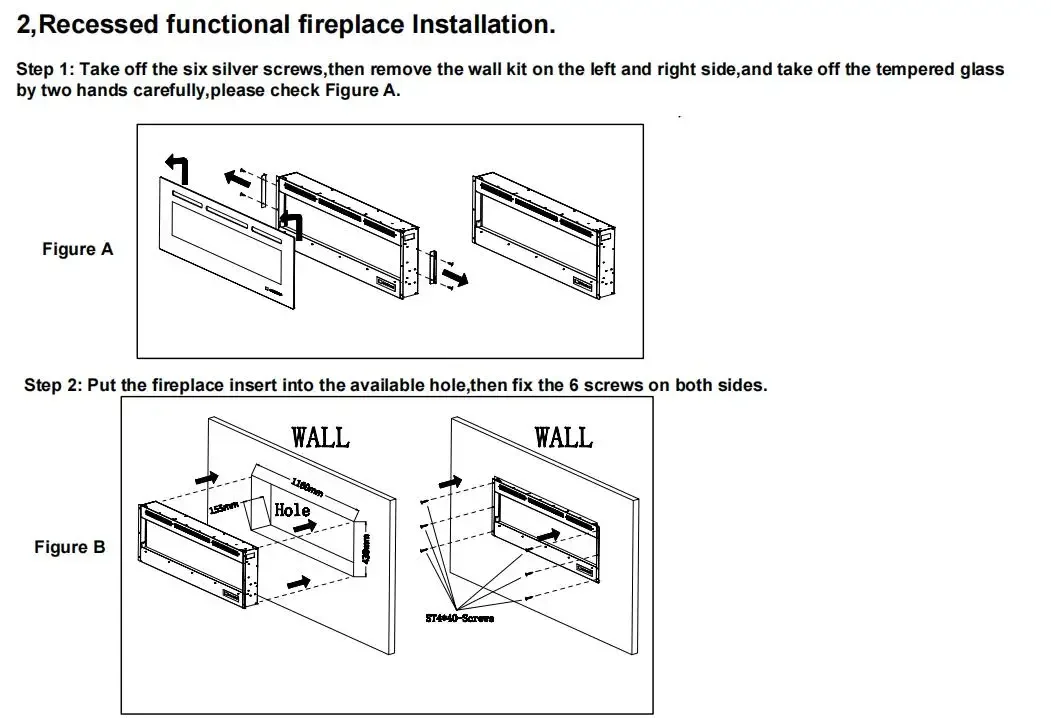 Electric Fireplace, 50-Inch, Wall, 120V - detail 32