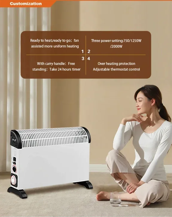 Modern Free-standing Convection Heater, 2000 W, Metal - detail 8