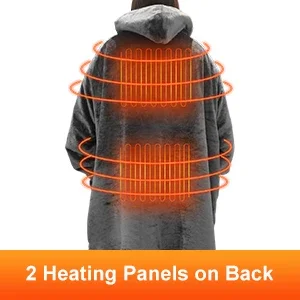 Electric Wearable Hooded Blanket, USB, flannel & sherpa - detail 14