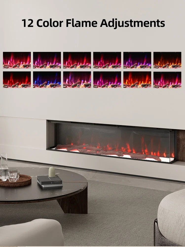 Electric Fireplace, YIKA, 900W, Log set+glass panel - detail 6