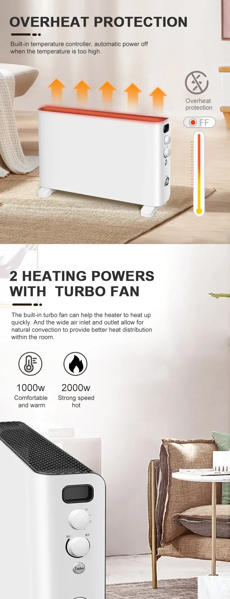 Convector Heater, 2000W, Wall - detail 8