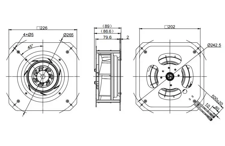 External Rotor Motor, GL-B190B-EC-M0, 230v, 190mm, Plastic - detail 10