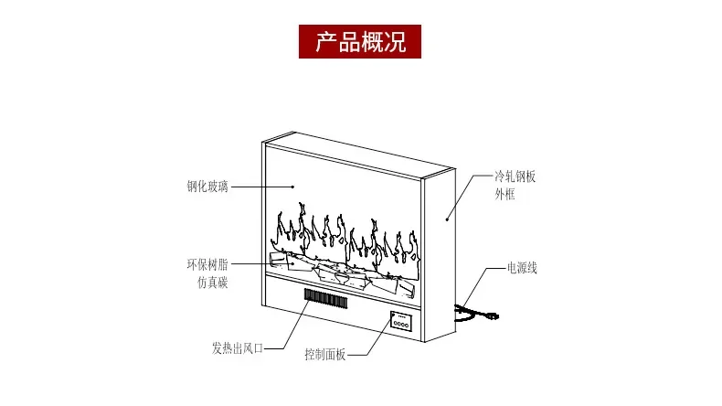 Electric Fireplace, 30-inch, 750, Metal - detail 24