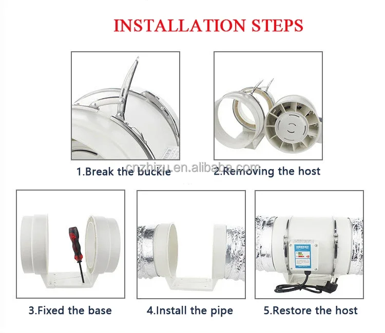 Duct Inline Exhaust Fan, 100mm, 125mm, 150mm, 200mm - detail 14
