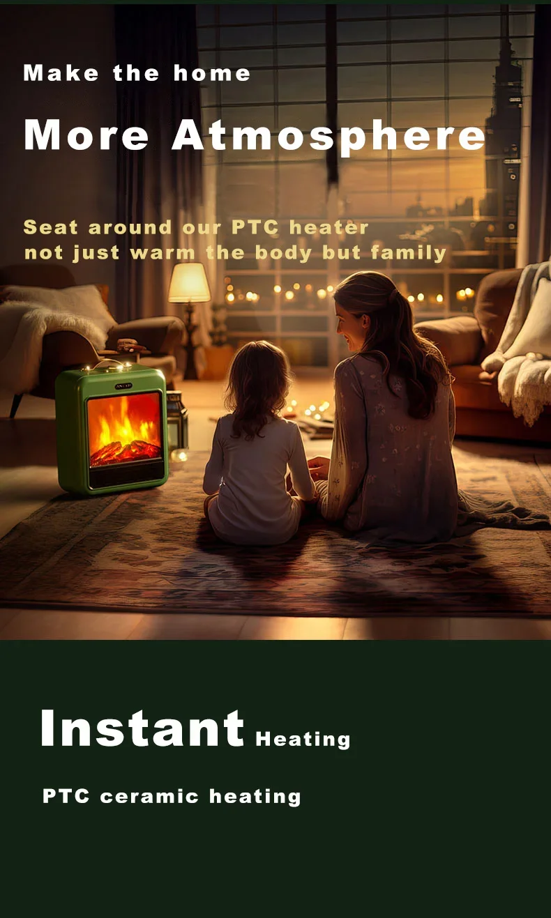 Electric Fireplace, Portable, 3D, 1700W - detail 14