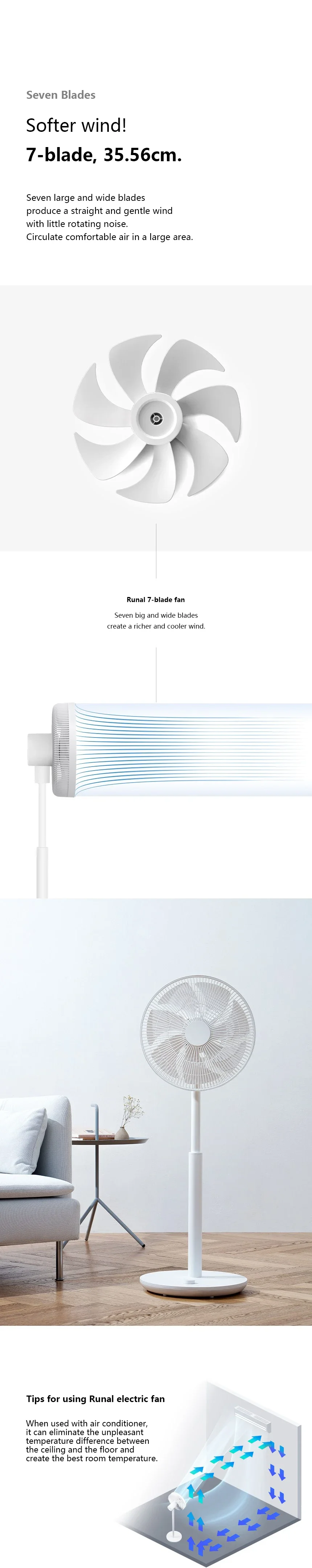 Pedestal Floor Fan, RUNAL, 220V, Plastic - detail 10