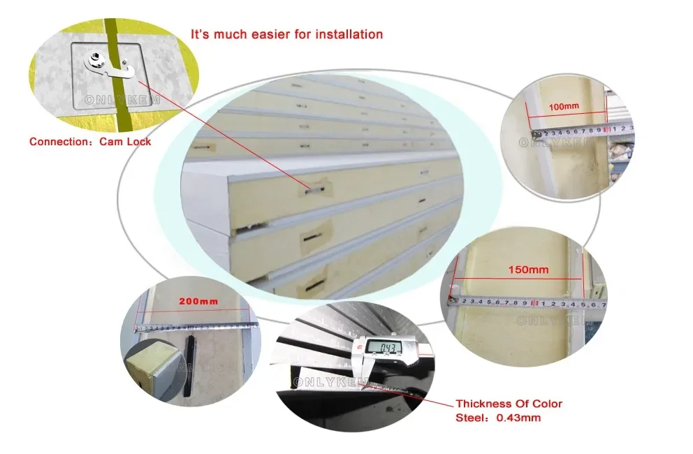 Walk-in Cooler, PIR, Rock Wool, PU Sandwich Panel - detail 10