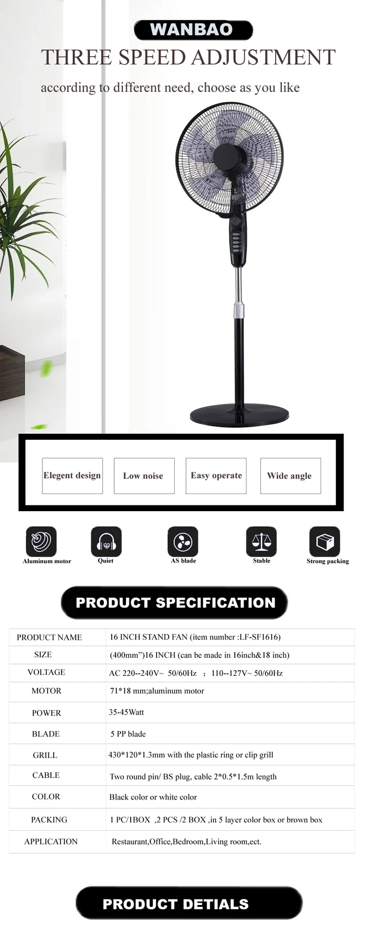 Pedestal Fan, LF-SF1616RC, 220, 45 - detail 2