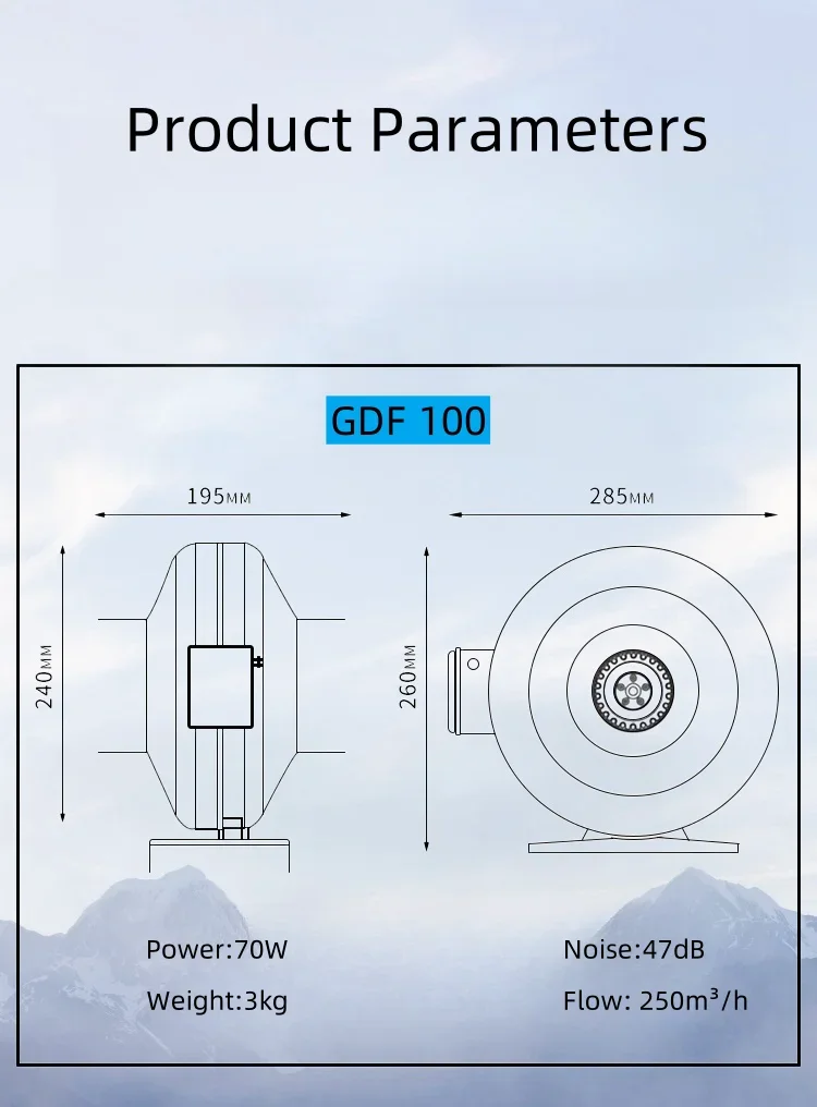 Inline Duct Fan, 100mm, Centrifugal - detail 6