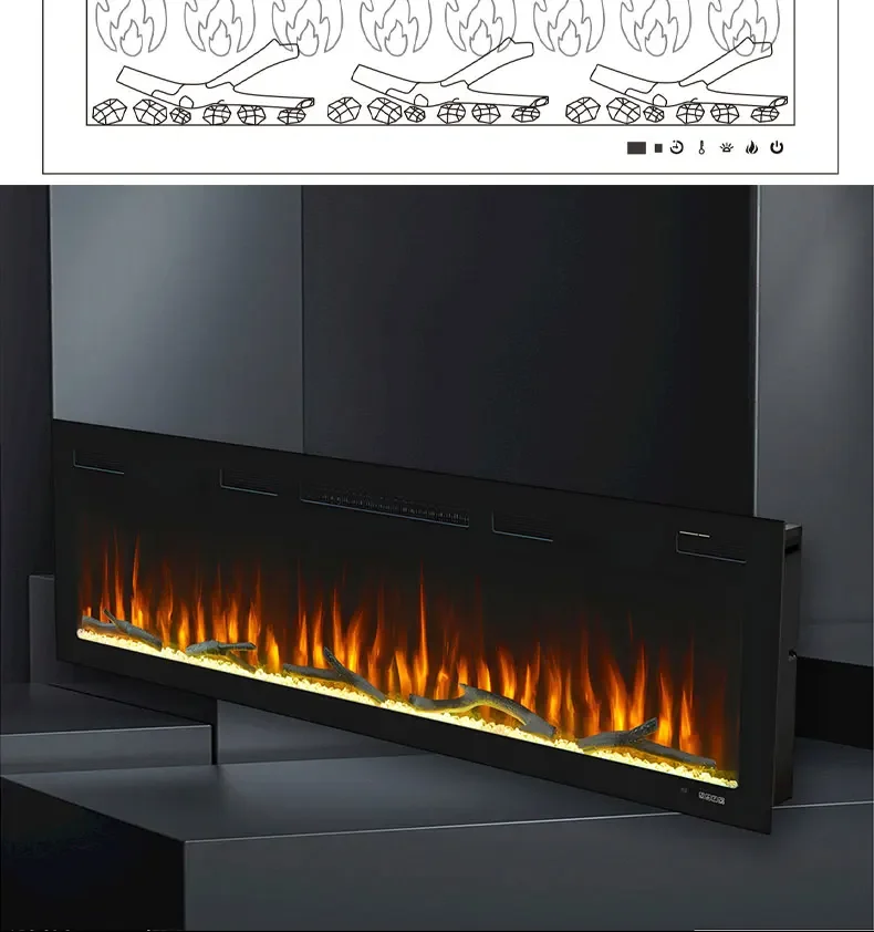 Electric Fireplace, LED, Steel - detail 18
