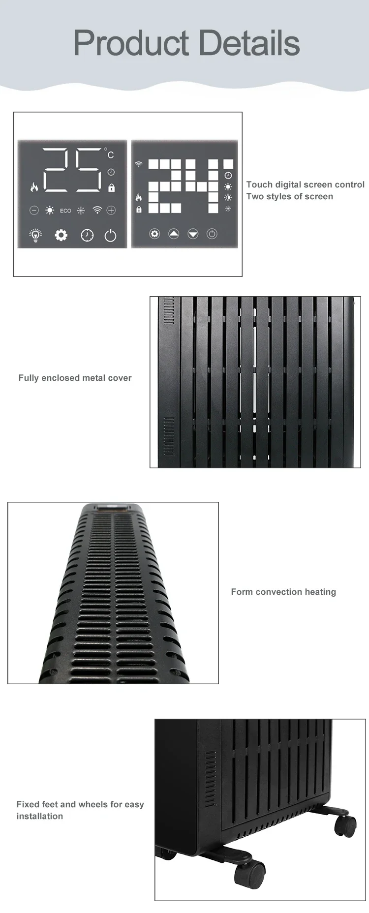 Smart App-controlled Convector Heater, 2000W, 220-240V 50Hz - detail 6
