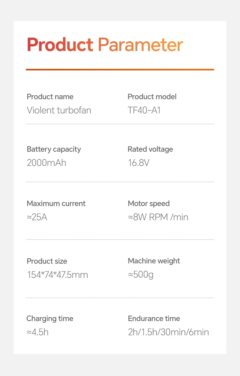 Speed Turbine Violent Fan, Battery, TF40A1 - detail 48