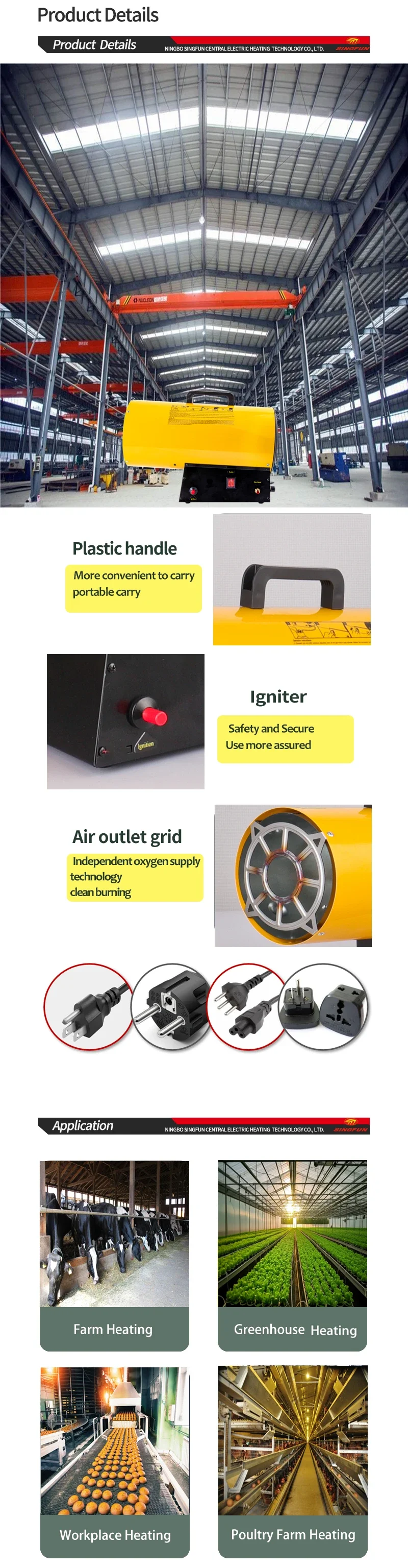 Forced Gas Air Heater, Portable, 10KW - detail 4